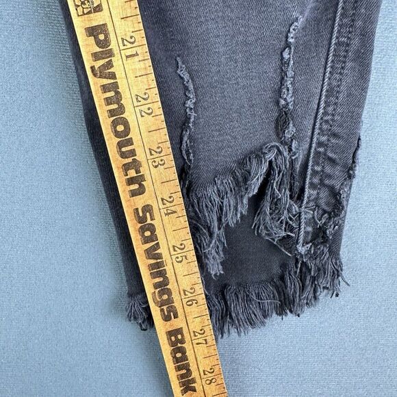 KanCan Zoey Mid Rise Skinny Jeans Womens 13 30 Faded Black Distressed Raw Hem - Picture 12 of 15